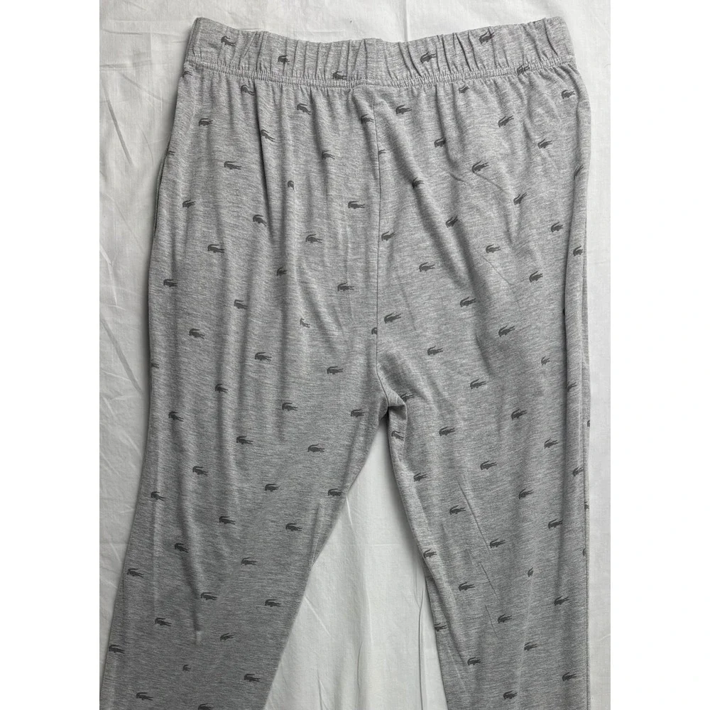 Lacoste Mens Gray All Over Logo Print Sleepwear Jogger lounge Pajama Pants Small - Picture 12 of 12